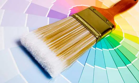 Paint brush and color swatches