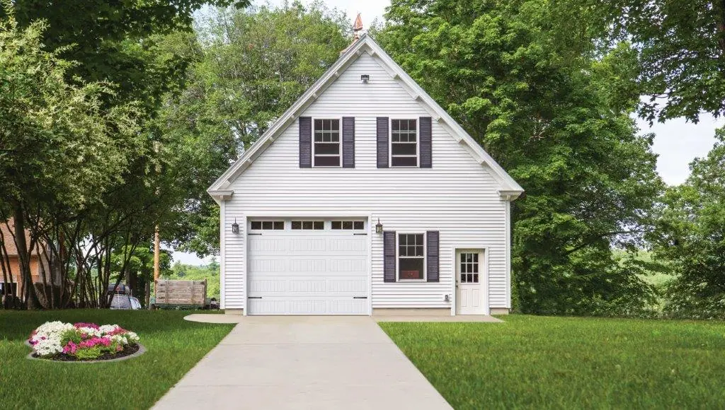 White garage door on a home